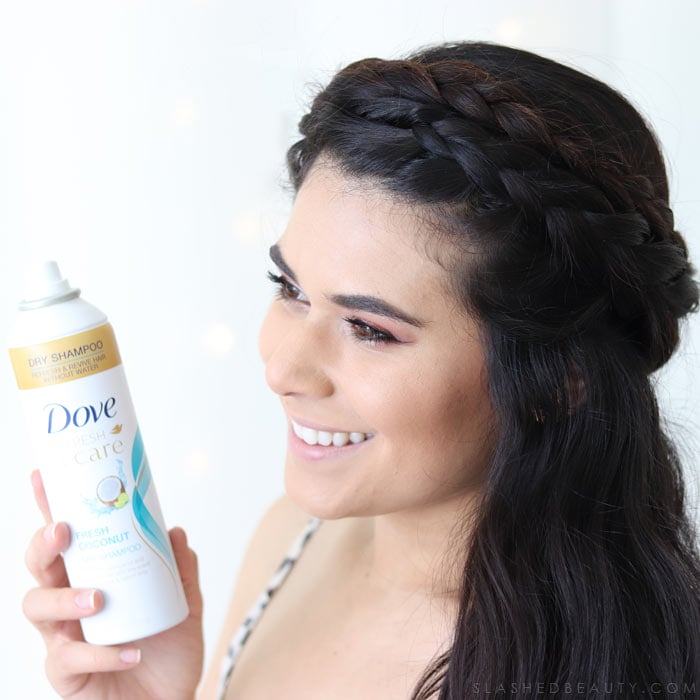 Check out this easy festival hair style: a half up crown braid that's perfect for second day hair. See the step-by-step festival hair tutorial! | Slashed Beauty