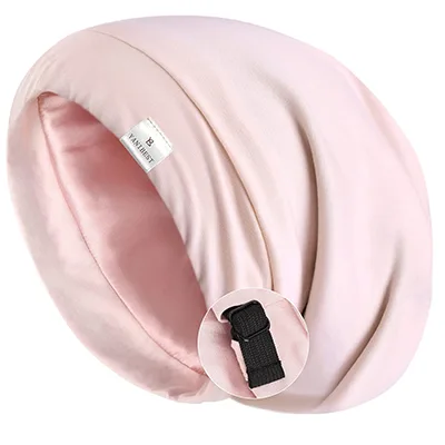 best-satin-sleeping-bonnet-cap-beanie | Slashed Beauty Pink satin lined sleeping cap | Best Amazon Beauty Products | Slashed Beauty