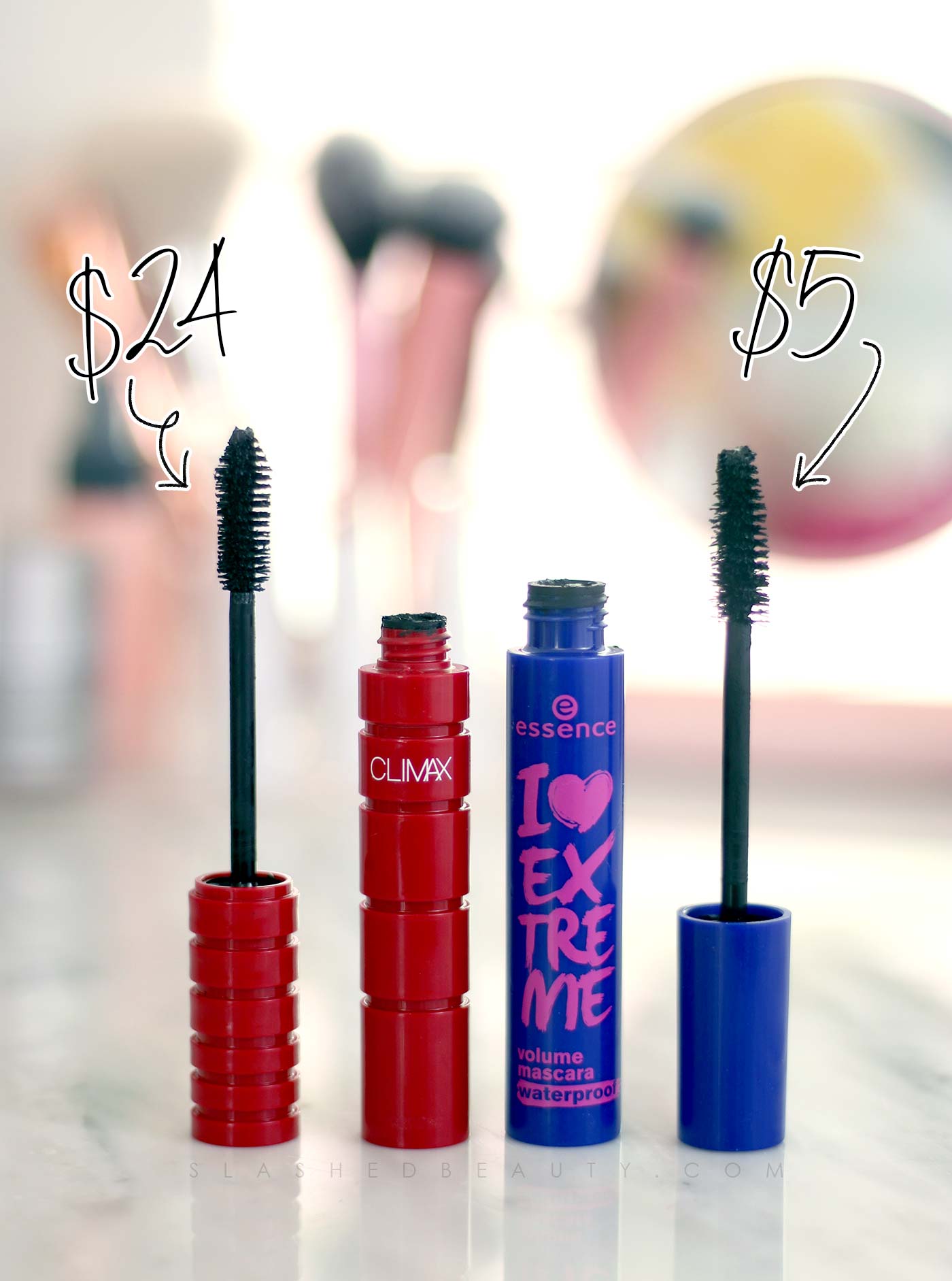 Drugstore Dupes: NARS Climax vs Essence I Love Extreme Mascara