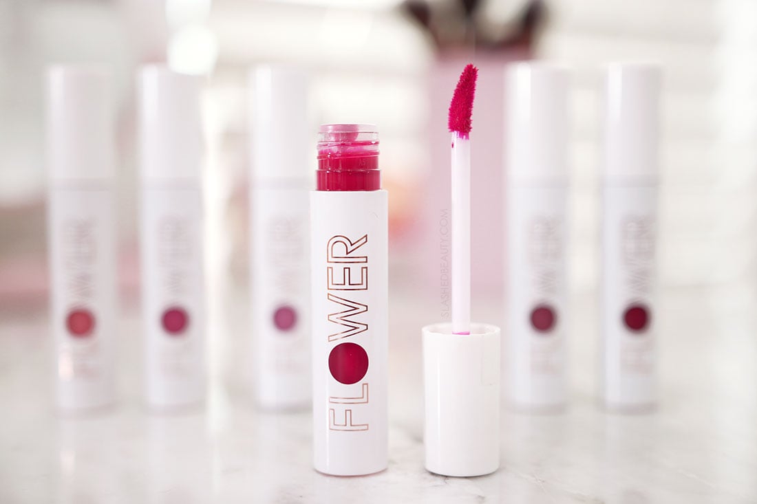 flower-beauty-bitten-lip-stain-review | Slashed Beauty Open tube of Flower Beauty Bitten Lip Stain and doe foot applicator | Flower Beauty Bitten Lip Stains Review & Swatches | Slashed Beauty