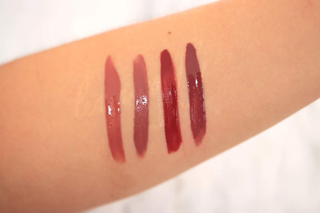 MAYBELINE-superstay-vinyl-ink-swatches | Slashed Beauty Maybelline Superstay Vinyl Ink Liquid Lipstick swatches: Peachy, Cheeky, Lippy, Witty | Slashed Beauty