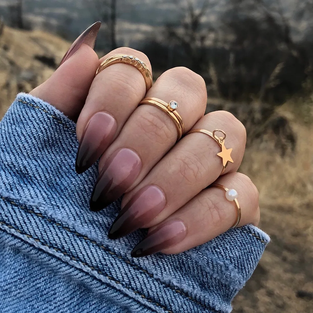 fall-nails-black-pink-ombre | Slashed Beauty Blush pink to black ombre nails | Trendy Fall Nail Designs You Can Buy as Press-Ons on Etsy | Slashed Beauty
