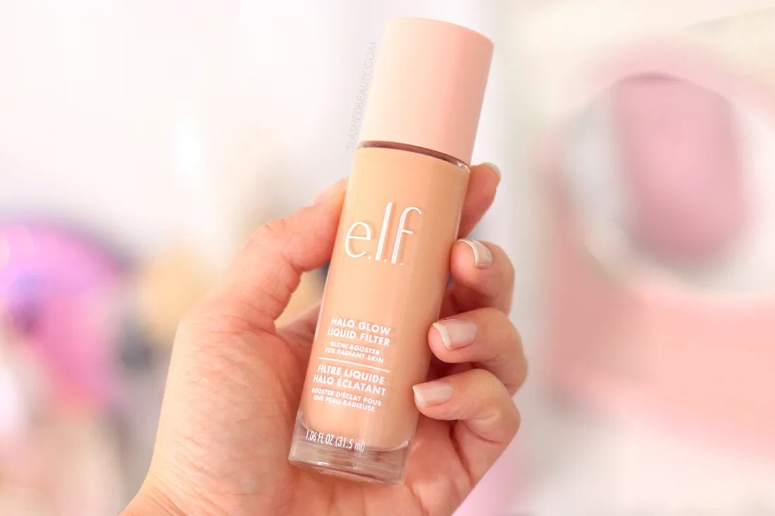 elf-halo-glow-liquid-filter-review | Slashed Beauty Hand holding a bottle of elf Halo Glow Liquid Filter | Review | Slashed Beauty