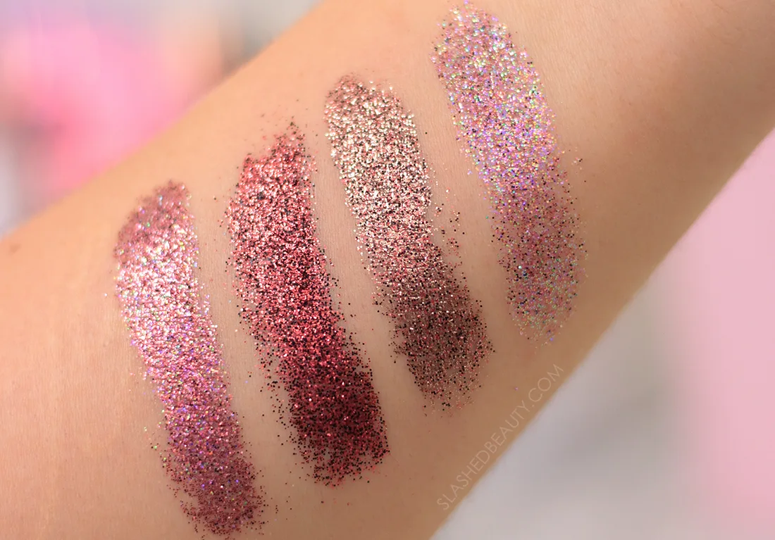 pixi-glitter-y-eye-quad-swatches | Slashed Beauty Pixi Glitter-y Eye Quad in Rose Bronze Swatches | The Best Budget Friendly Glitter Eye Makeup | Slashed Beauty