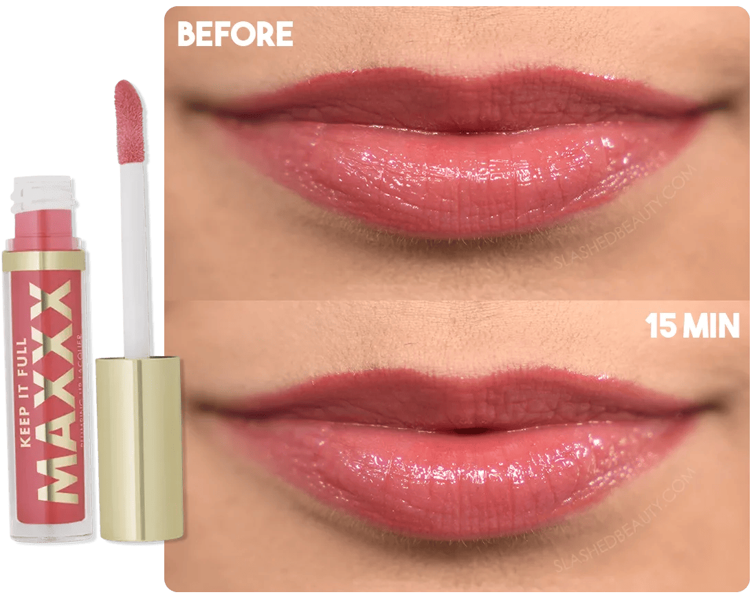 milani-keep-it-full-maxxx-before-after | Slashed Beauty Before & After Milani Keep It Full MAXXX Lip Plumper in Situation-ship | Slashed Beauty