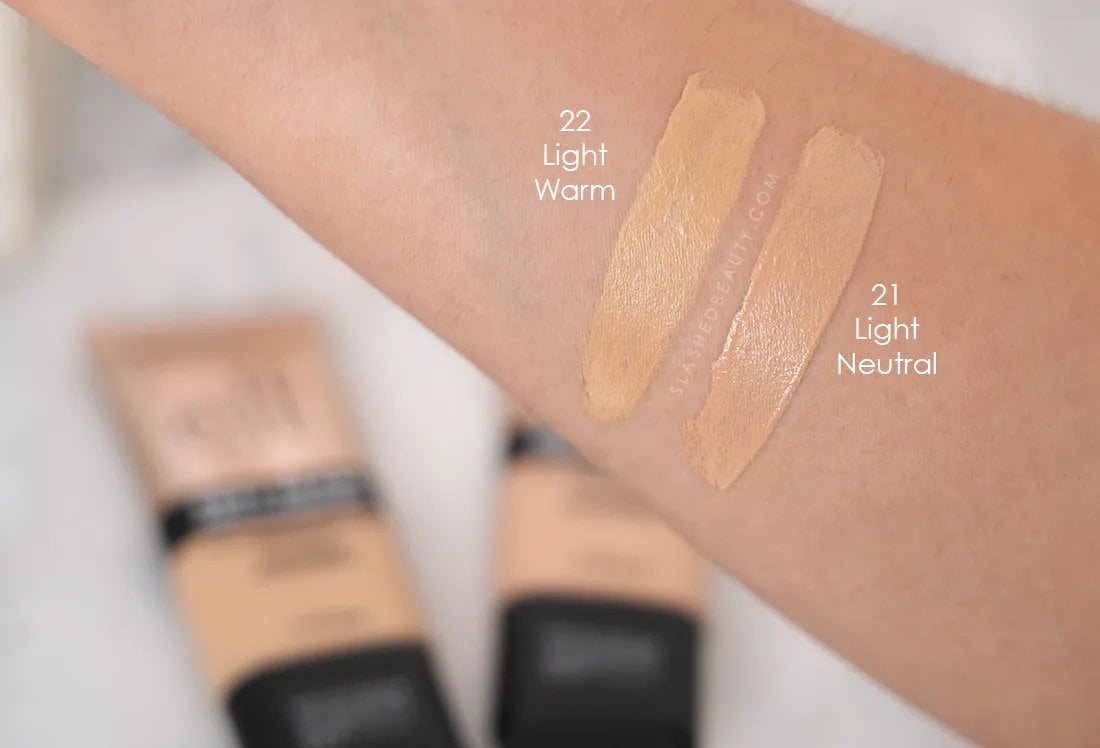 elf-soft-glam-foundation-21-22-light | Slashed Beauty Swatches of e.l.f. Soft Glam Satin Foundation in 21 Light Neutral and 22 Light Warm | e.l.f. Soft Glam Satin Foundation Review | Slashed Beauty