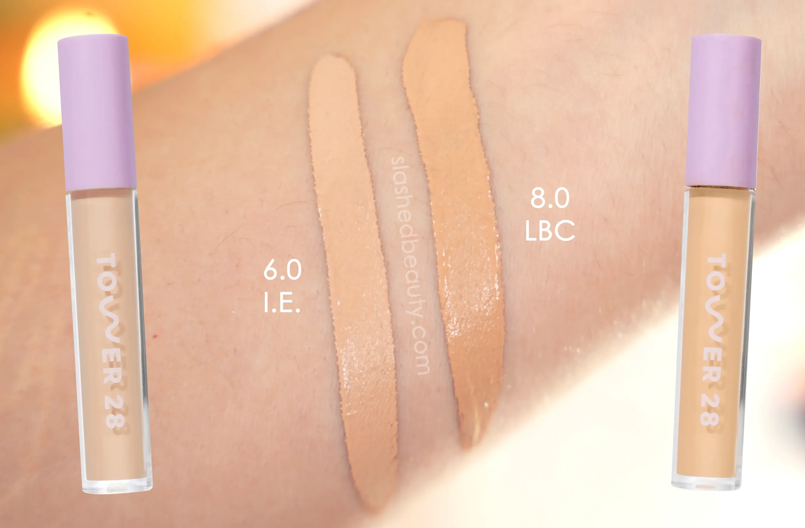 tower-28-concealer-swatches-ie-lbc | Slashed Beauty Tower 28 concealer swatches in 6.0 I.E. and 8.0 LBC | Tower 28 Swipe All Over Serum Concealer Review on Dry Skin | Slashed Beauty